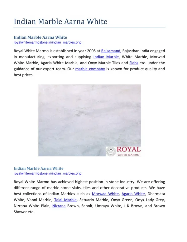 Indian Marble Aarna White