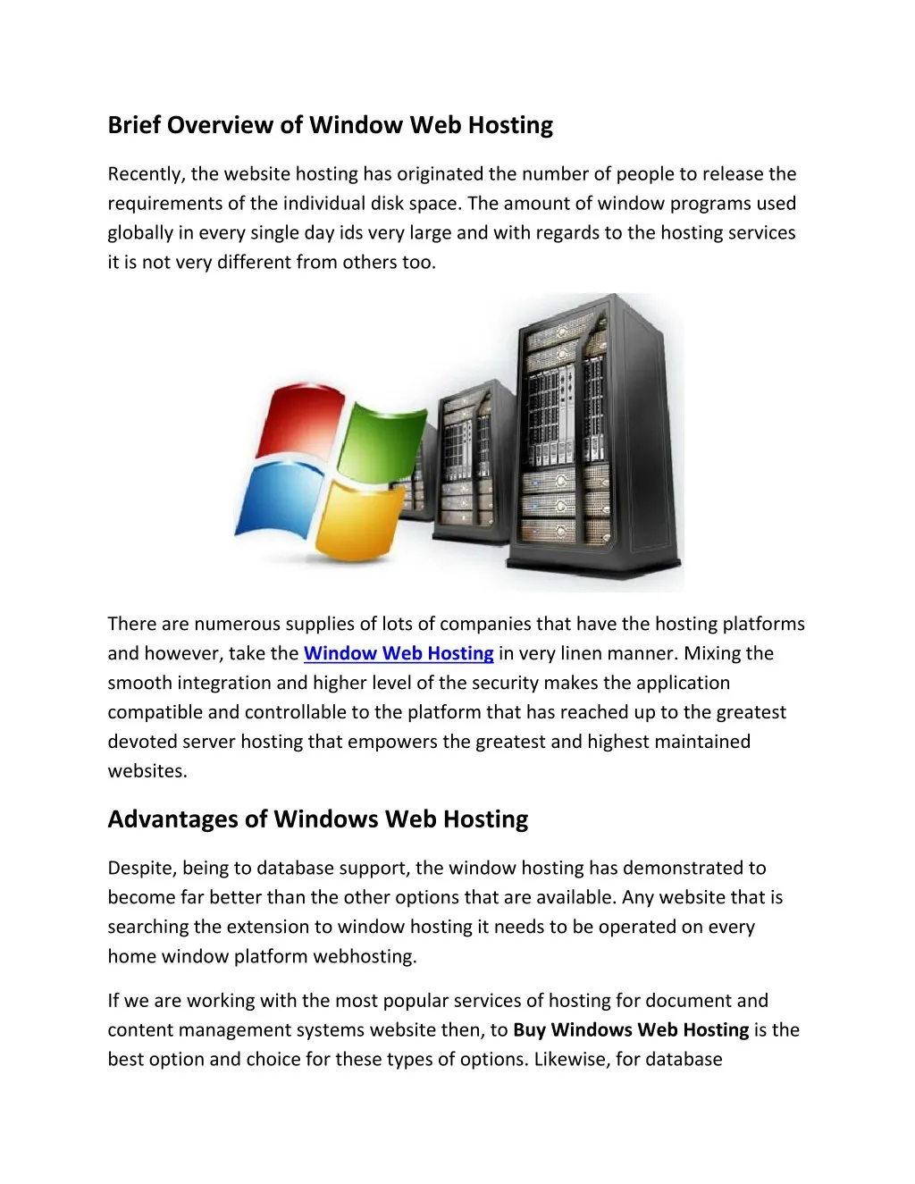 brief overview of window web hosting