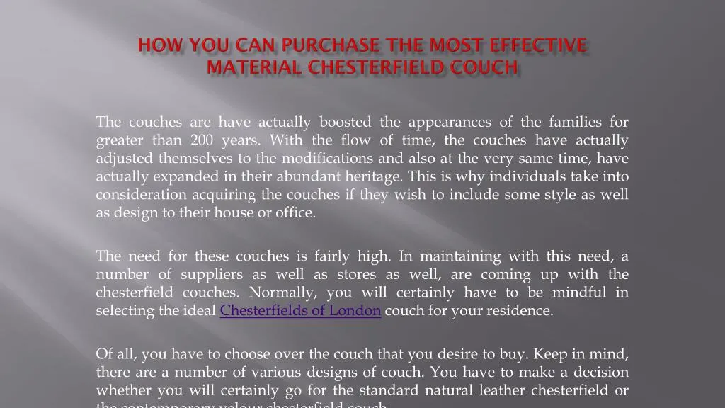 how you can purchase the most effective material chesterfield couch