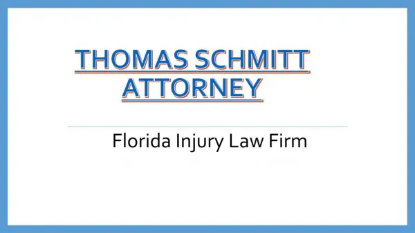 Thomas Schmitt Attorney, Florida Injury Law Firm