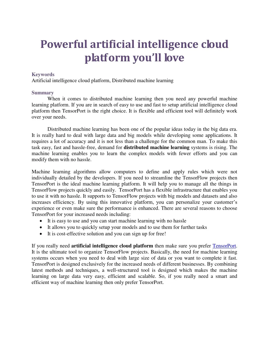 powerful artificial intelligence cloud platform