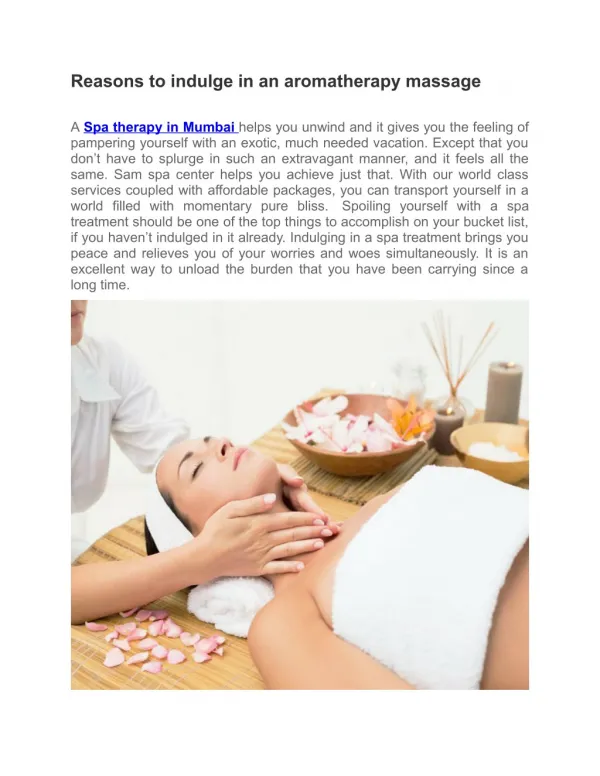 Reasons to indulge in an aromatherapy massage