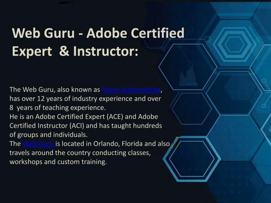 web guru adobe certified expert instructor
