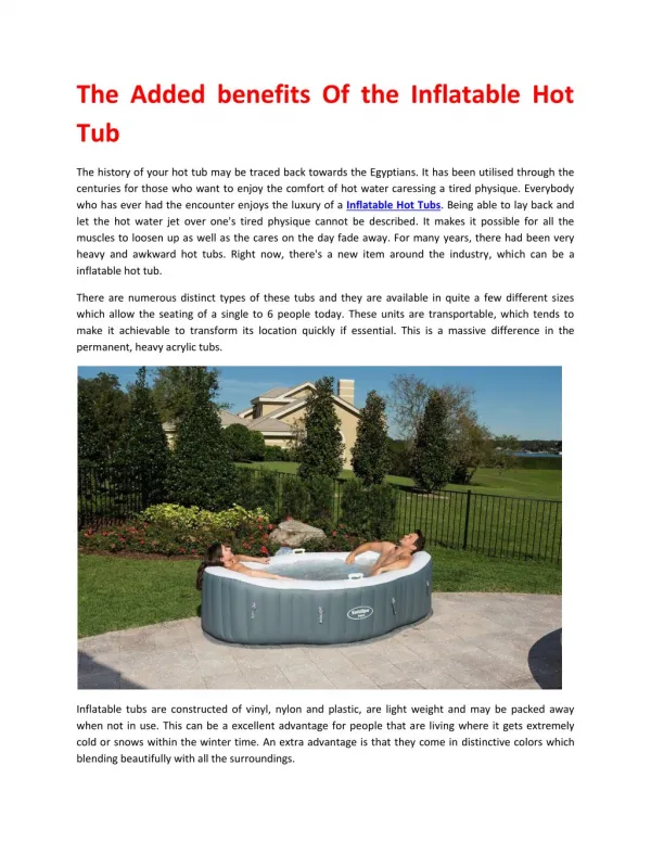Inflatable Hot Tubs and Spas