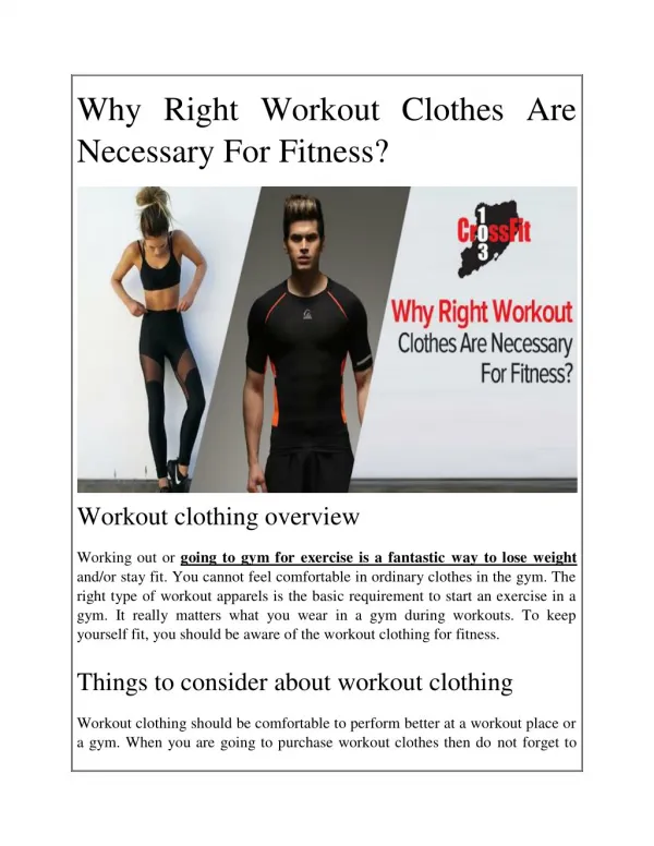 Why Right Workout Clothes Are Necessary For Fitness?