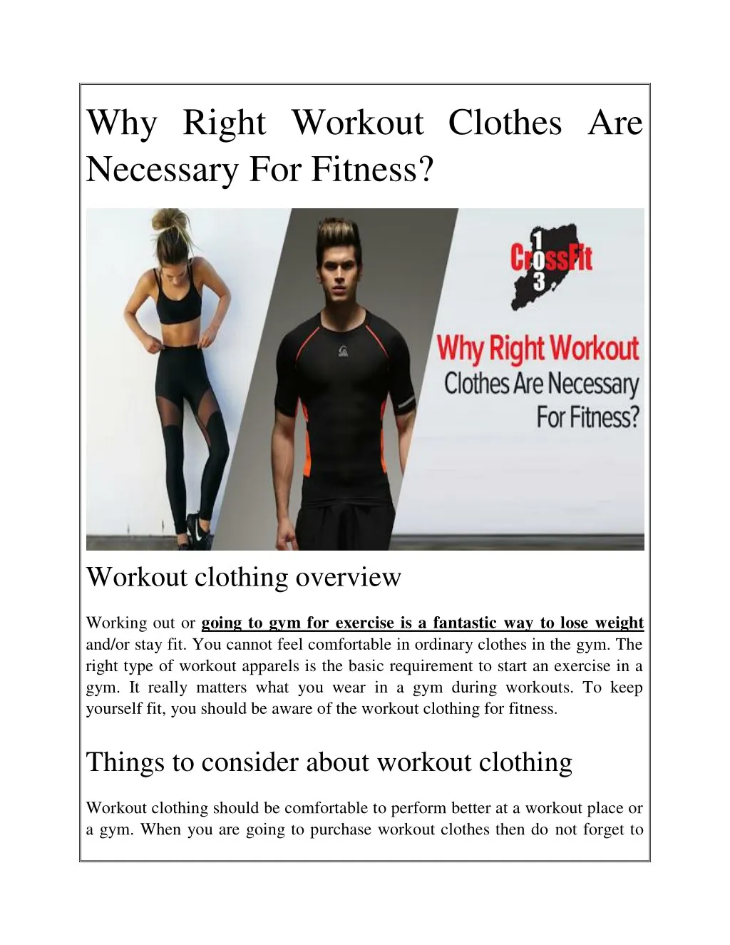 why right workout clothes are necessary