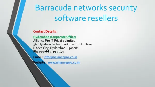 Barracuda security software resellers India| Alliance Pro
