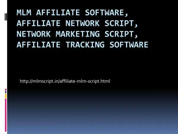 MLM Affiliate Software, Affiliate Network Script