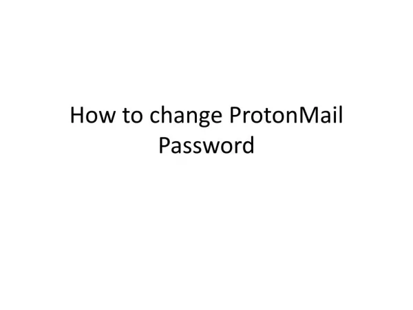 Way To Change Protonmail Password