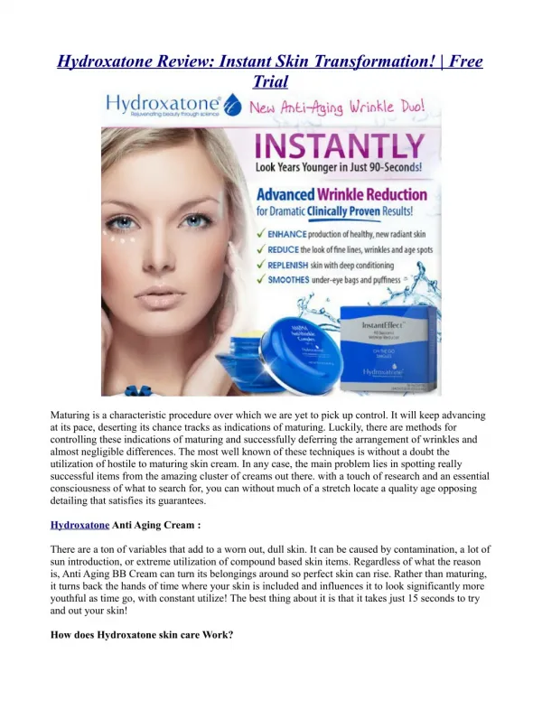 Hydroxatone Review: Instant Skin Transformation! | Free Trial
