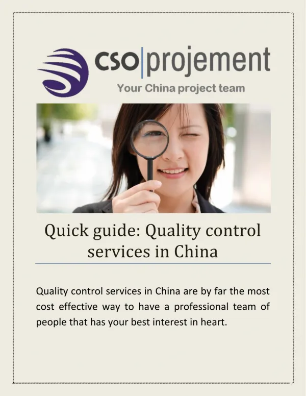 Quick guide: Quality Control Services in China