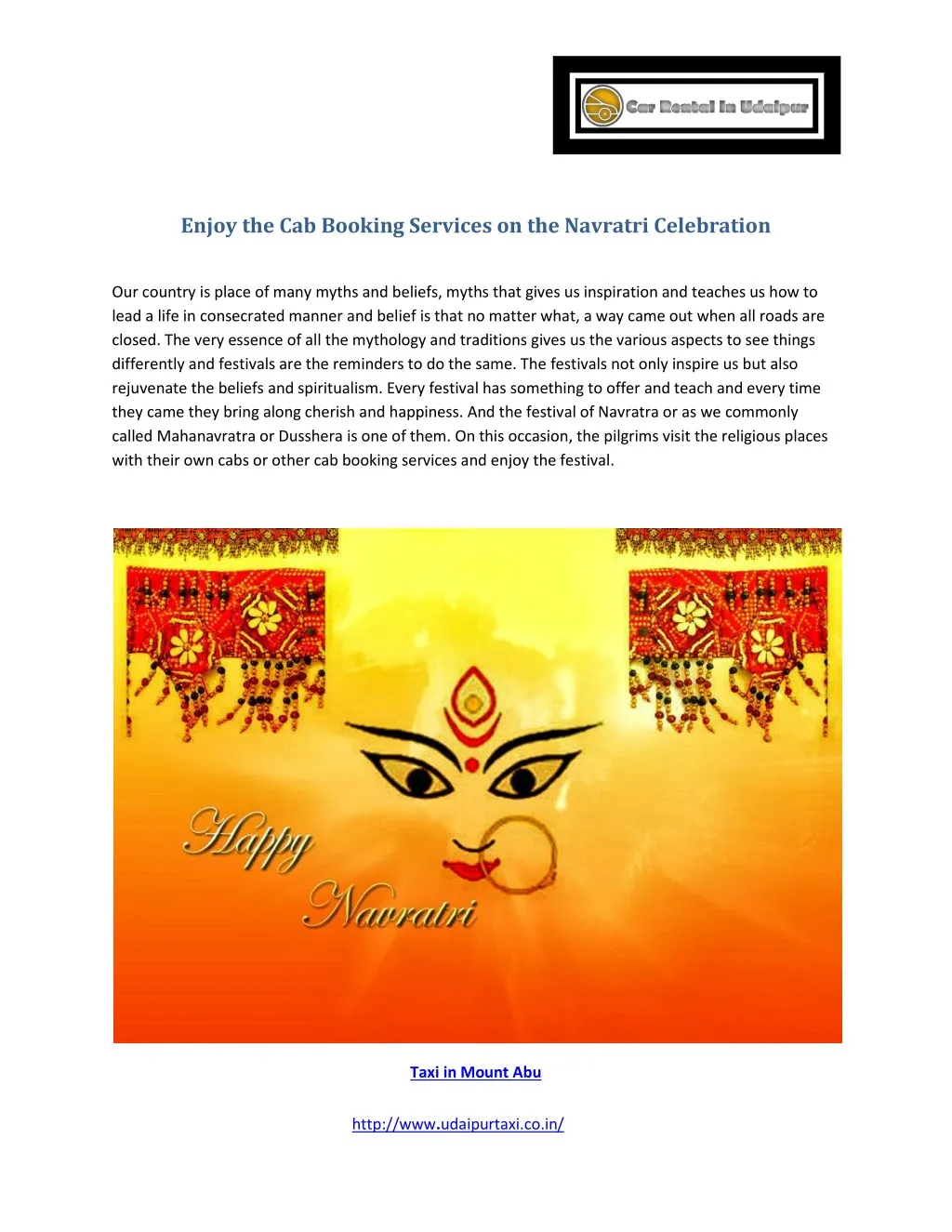 enjoy the cab booking services on the navratri