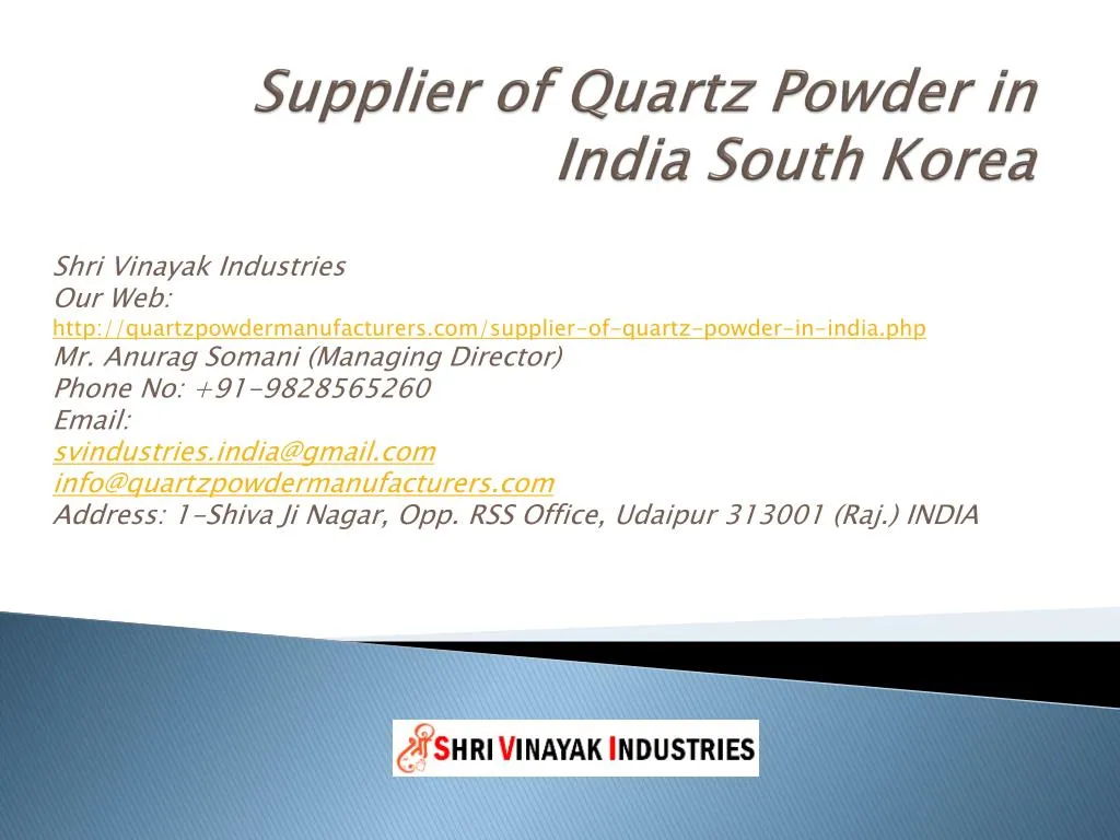 supplier of quartz powder in india south korea