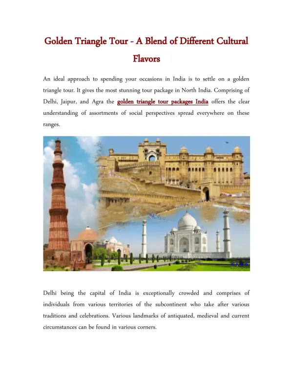 Golden Triangle Tour - A Blend of Different Cultural Flavors