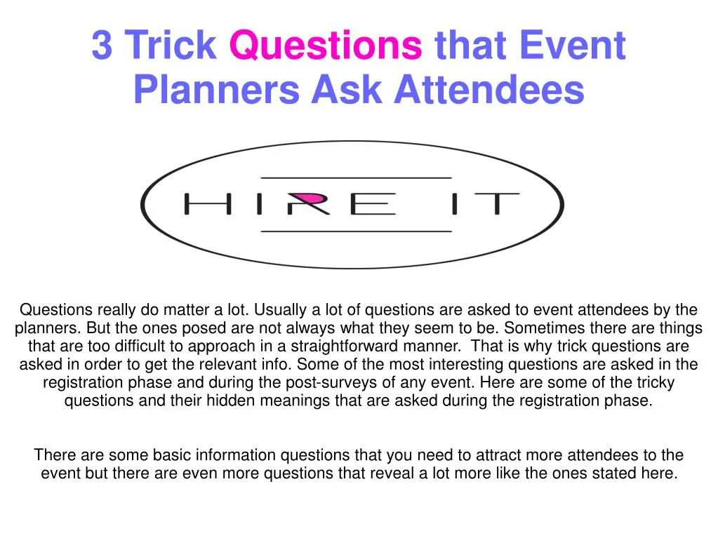 3 trick questions that event planners ask attendees