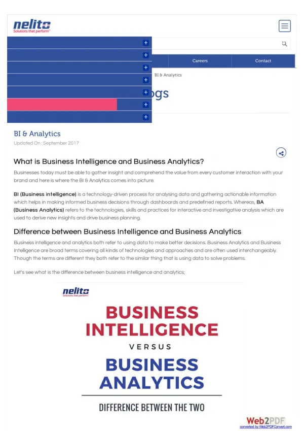 Business Intelligence vs Business Analytics