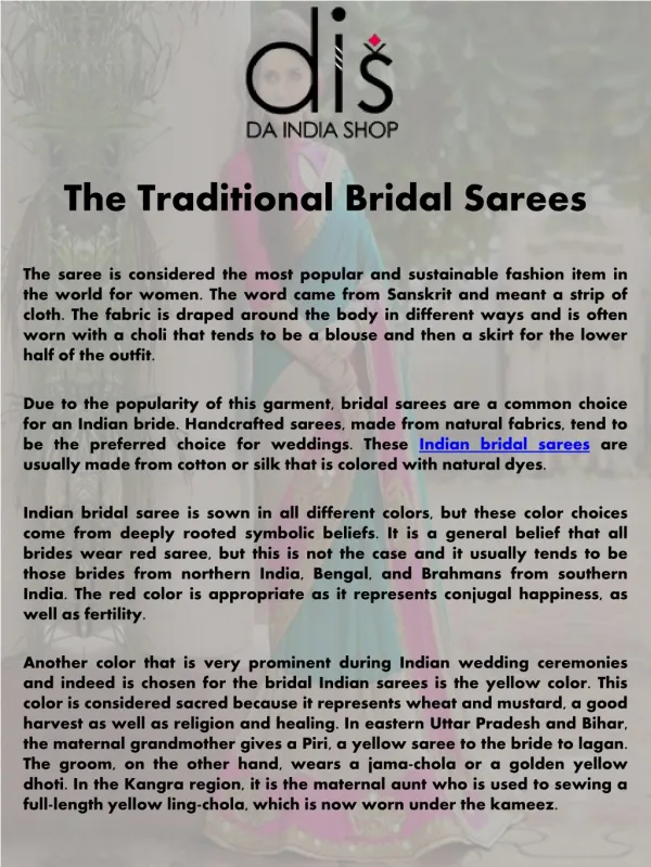 The Traditional Bridal Sarees