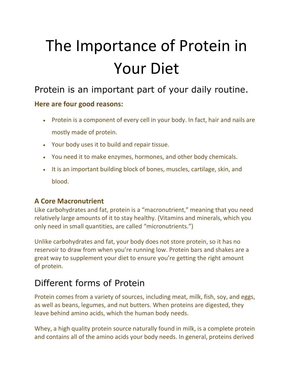 the importance of protein in your diet
