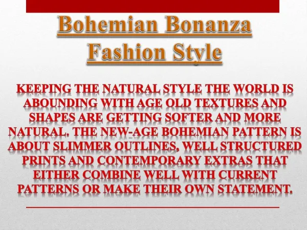 Bohemian Bonanza Fashion Style