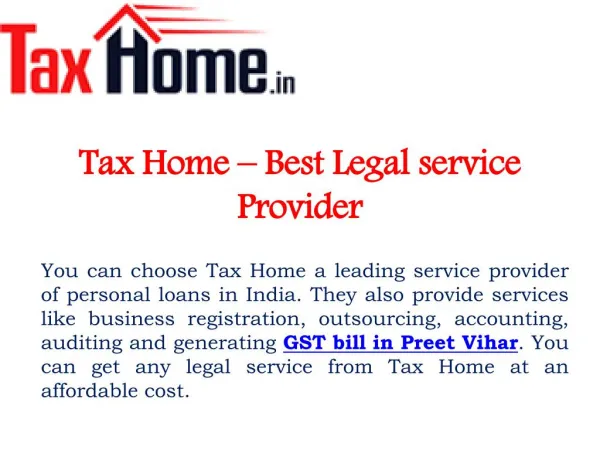 Tax Home is the Best Legal service Provider like Company Registration, GST & More