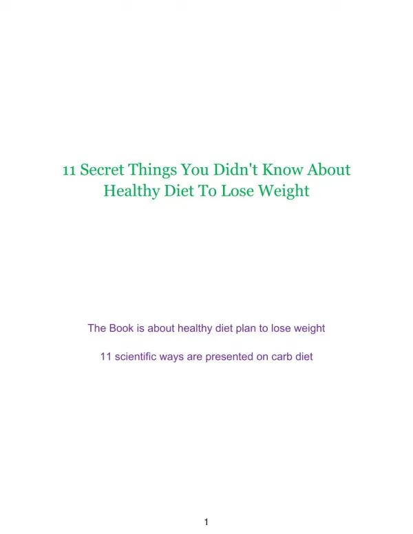 11 Secrets of Healthy Diet Plan