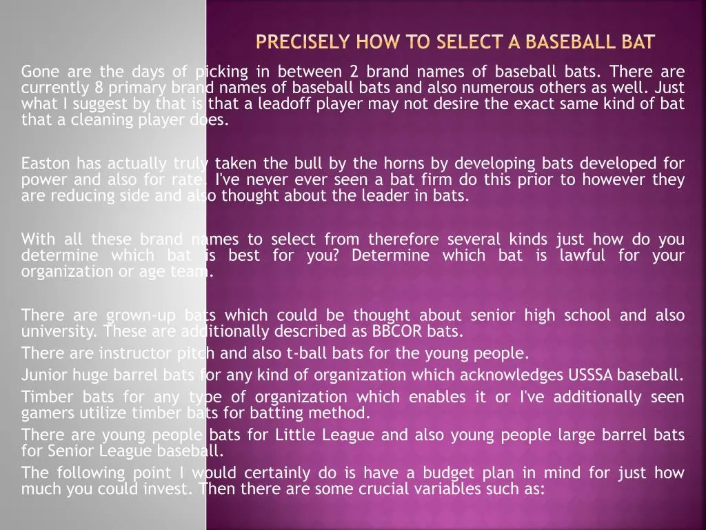 precisely how to select a baseball bat