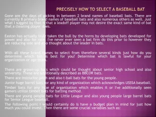 Precisely how To Select a Baseball Bat - slide 1