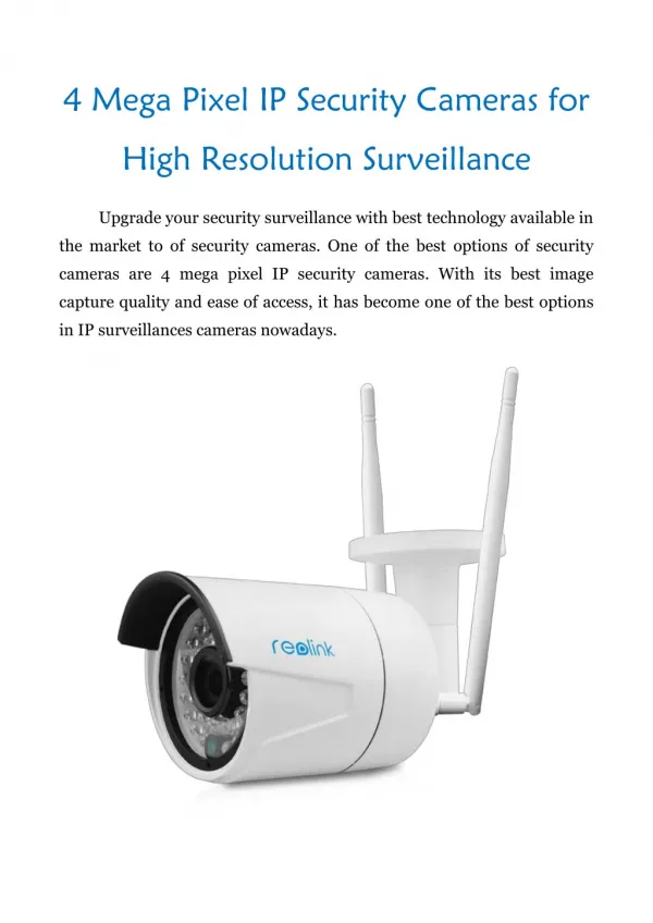 4 Mega Pixel IP Security Cameras for High Resolution Surveillance