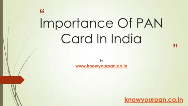 Significance of PAN Card in INDIA