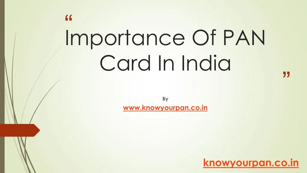 importance of pan card in india