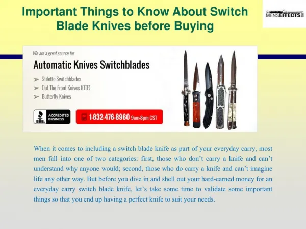 Important things to know about switch blade knives before buying