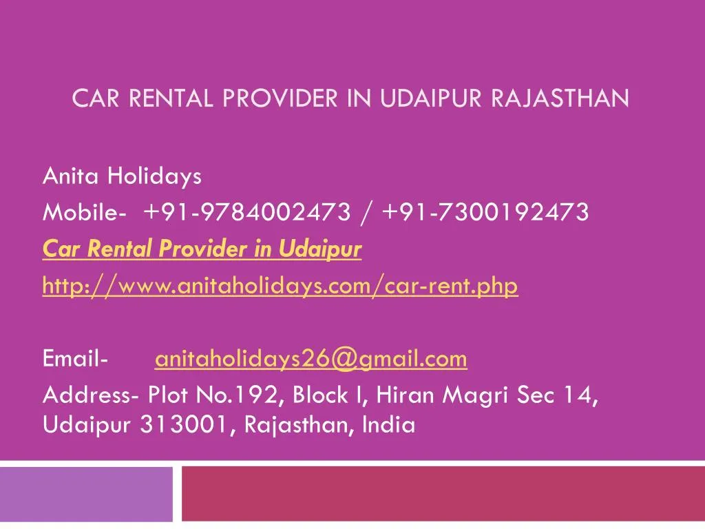 car rental provider in udaipur rajasthan