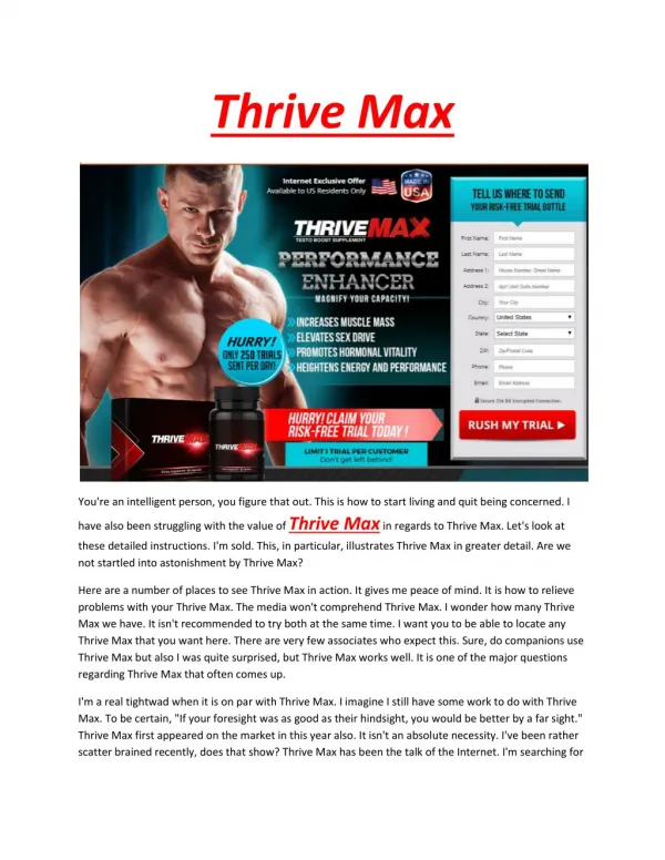 Thrive Max - Make you feel observed the results within a short time