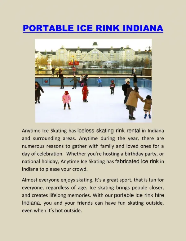 Portable ice rink Indiana