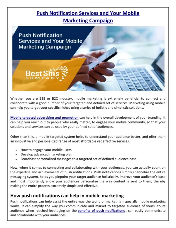 Push Notification Services and Your Mobile Marketing Campaign