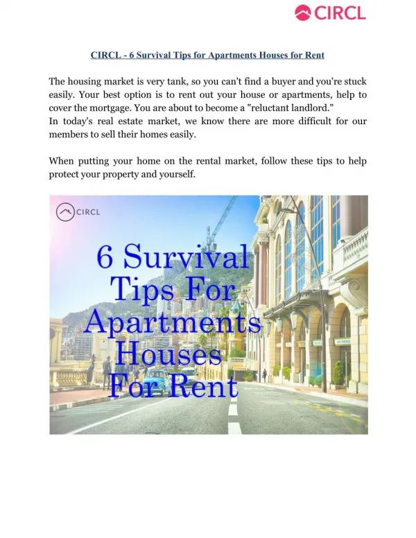 CIRCL - 6 Survival Tips for Apartments Houses for Rent