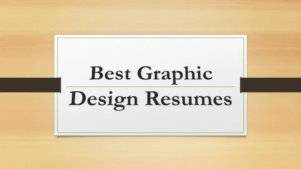 Best Graphic Design Resumes