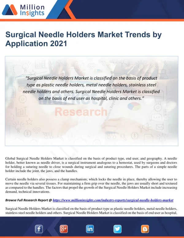Surgical Needle Holders Market Trends by Application 2021