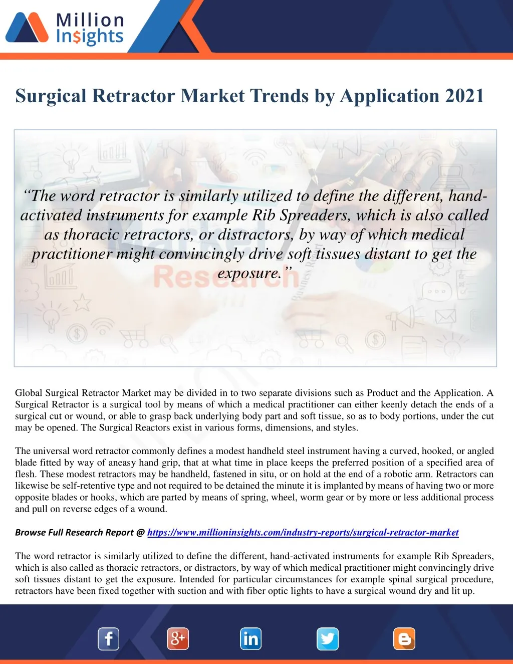 surgical retractor market trends by application