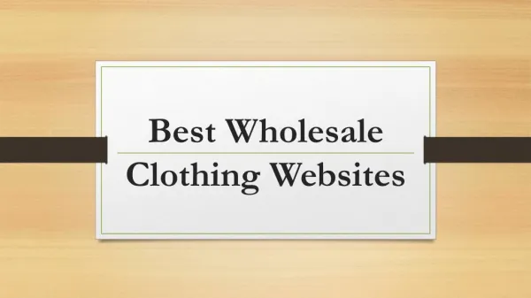 Best Wholesale Clothing Websites