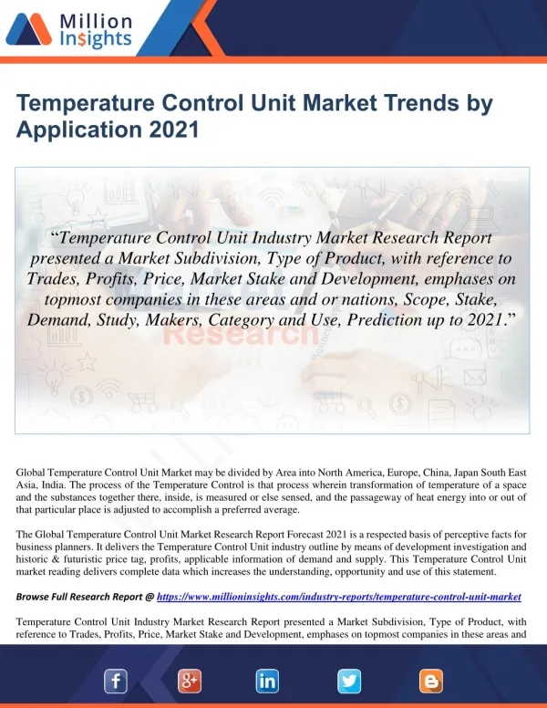 Temperature Control Unit Market Trends by Application 2021