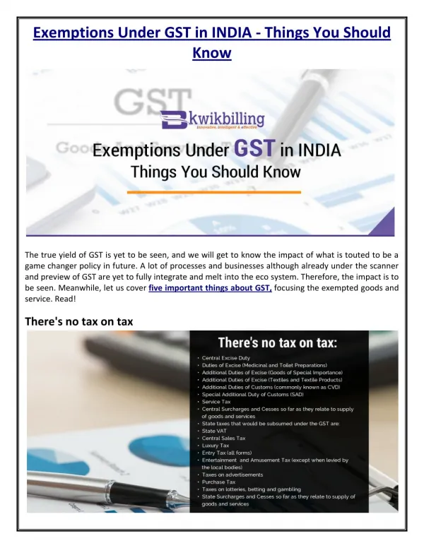 Exemptions Under GST in INDIA - Things You Should Know