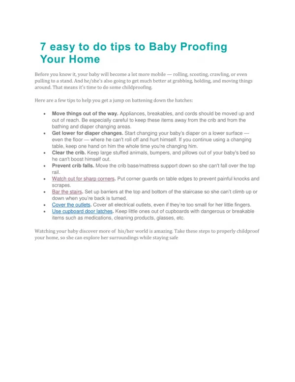 7 easy ways to baby proofing your home