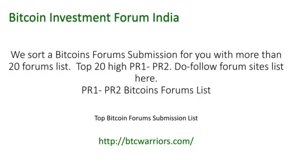 Bitcoin Investment Forum India