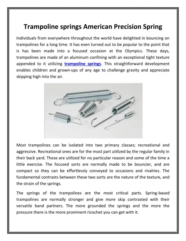 Trampoline springs American Precision Spring