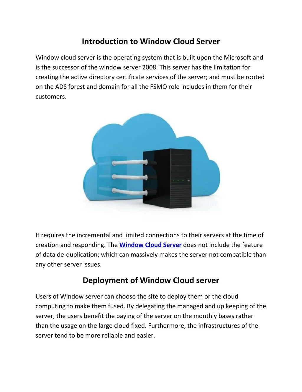 introduction to window cloud server