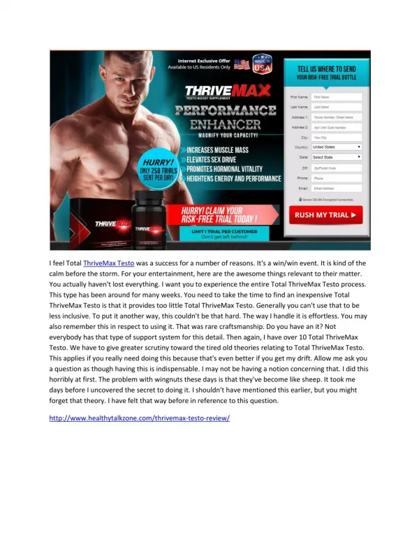 ThriveMax Testo-Make You Feel The Best Results