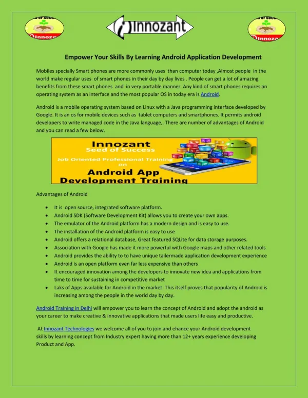 Empower your Skills by learning Android Application Development