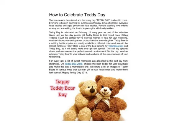 How to celebrate Teddy Day 2018
