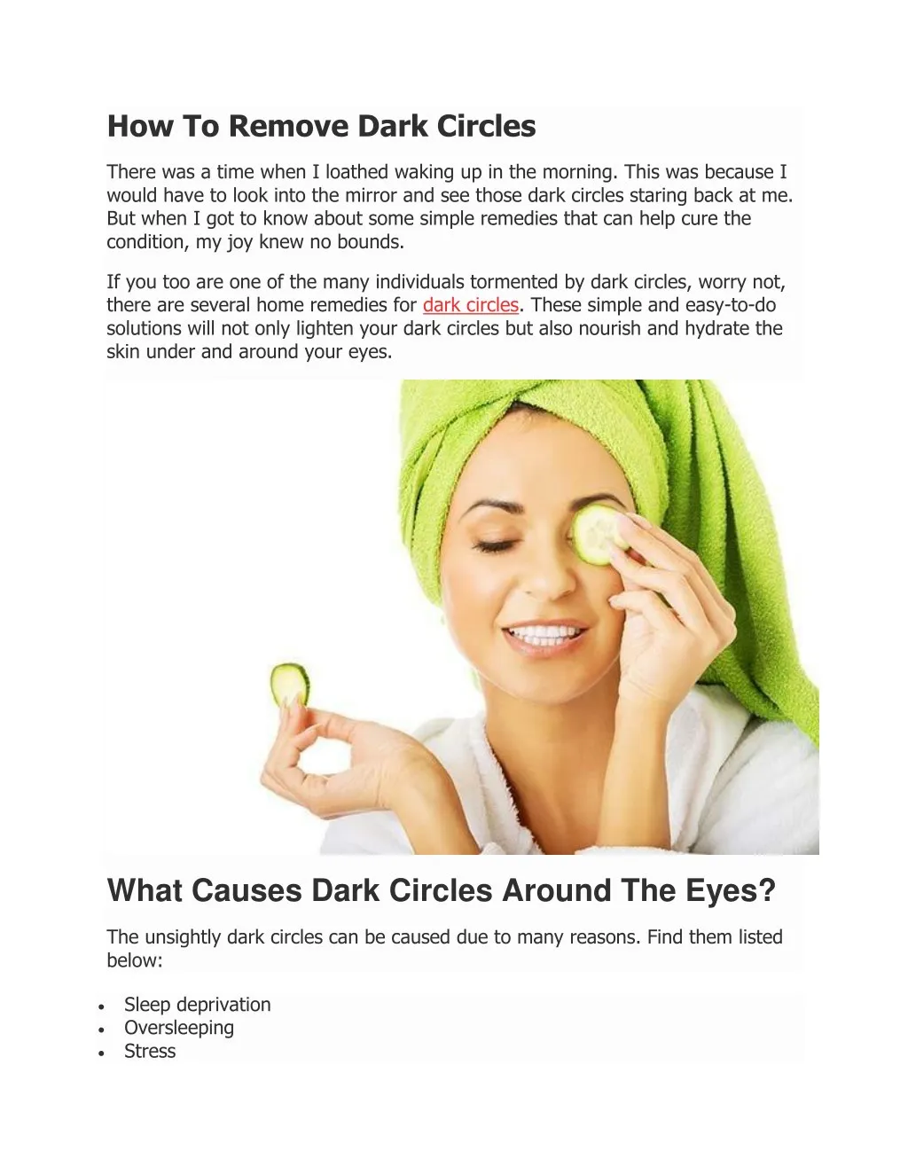how to remove dark circles